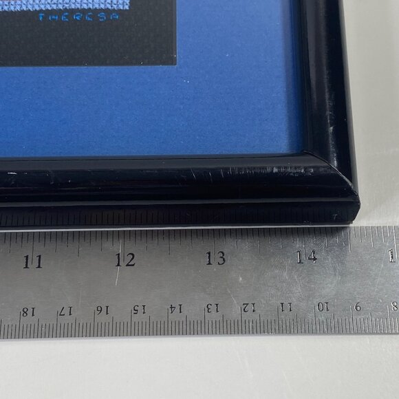 Vintage Handmade Amish Quilt Squares 14" Framed Cross Stitch - Picture 9 of 11